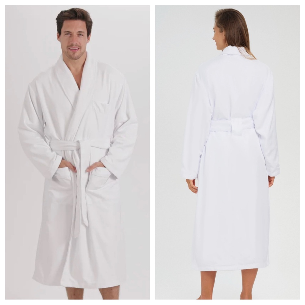 Monarch Cypress Microfiber Shawl Robe Lined in Plush White
